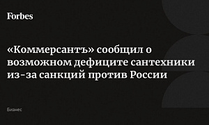 «Коммерсантъ» сообщил о возможном дефиците сантехники из-за санкций против России